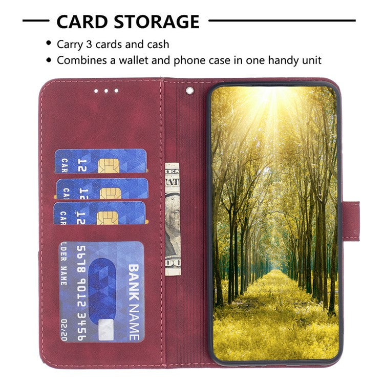 BINFEN COLOR BF05 For Motorola Moto G35 5G Case Leather Phone Cover Wallet Stand - Red