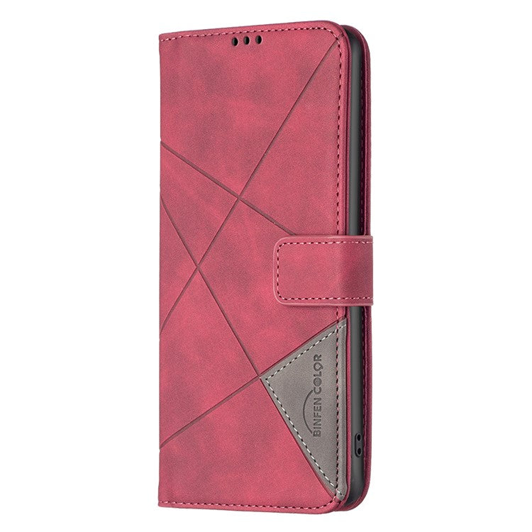 BINFEN COLOR BF05 For Motorola Moto G35 5G Case Leather Phone Cover Wallet Stand - Red