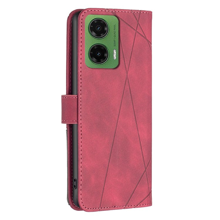 BINFEN COLOR BF05 For Motorola Moto G35 5G Case Leather Phone Cover Wallet Stand - Red