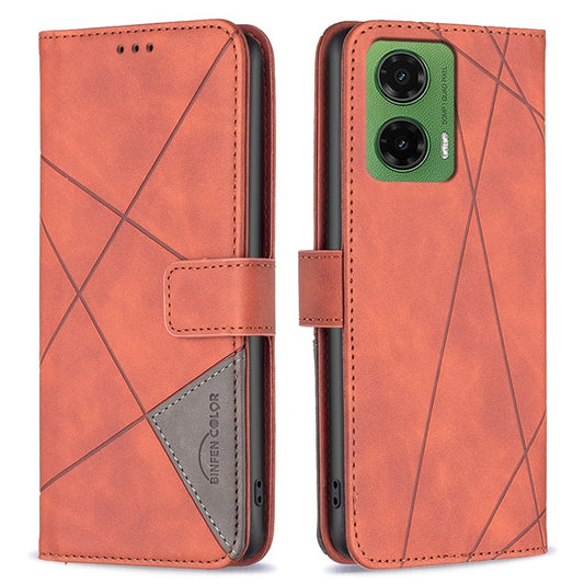 BINFEN COLOR BF05 For Motorola Moto G35 5G Case Leather Phone Cover Wallet Stand - Brown