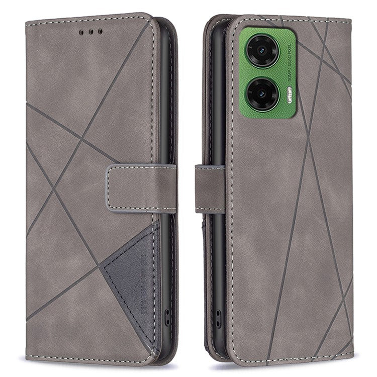 BINFEN COLOR BF05 For Motorola Moto G35 5G Case Leather Phone Cover Wallet Stand - Grey