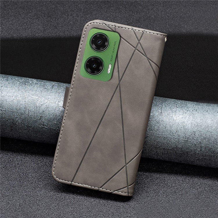 BINFEN COLOR BF05 For Motorola Moto G35 5G Case Leather Phone Cover Wallet Stand - Grey