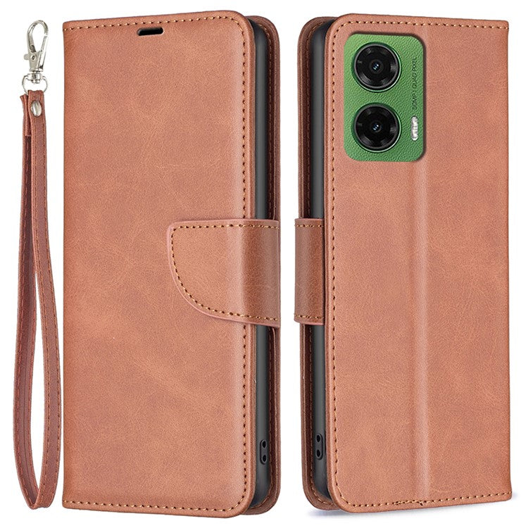For Motorola Moto G35 5G Case Shockproof PU Leather Cover with Wallet Card Slots - Brown
