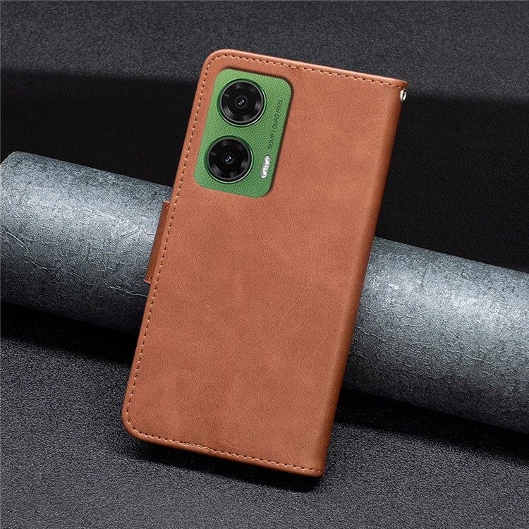 For Motorola Moto G35 5G Case Shockproof PU Leather Cover with Wallet Card Slots - Brown