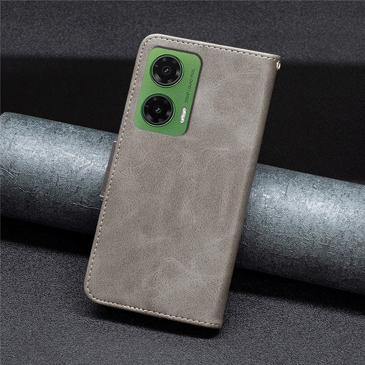 For Motorola Moto G35 5G Case Shockproof PU Leather Cover with Wallet Card Slots - Grey