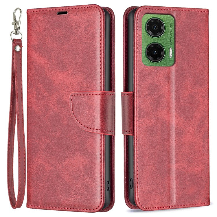 For Motorola Moto G35 5G Case Shockproof PU Leather Cover with Wallet Card Slots - Red