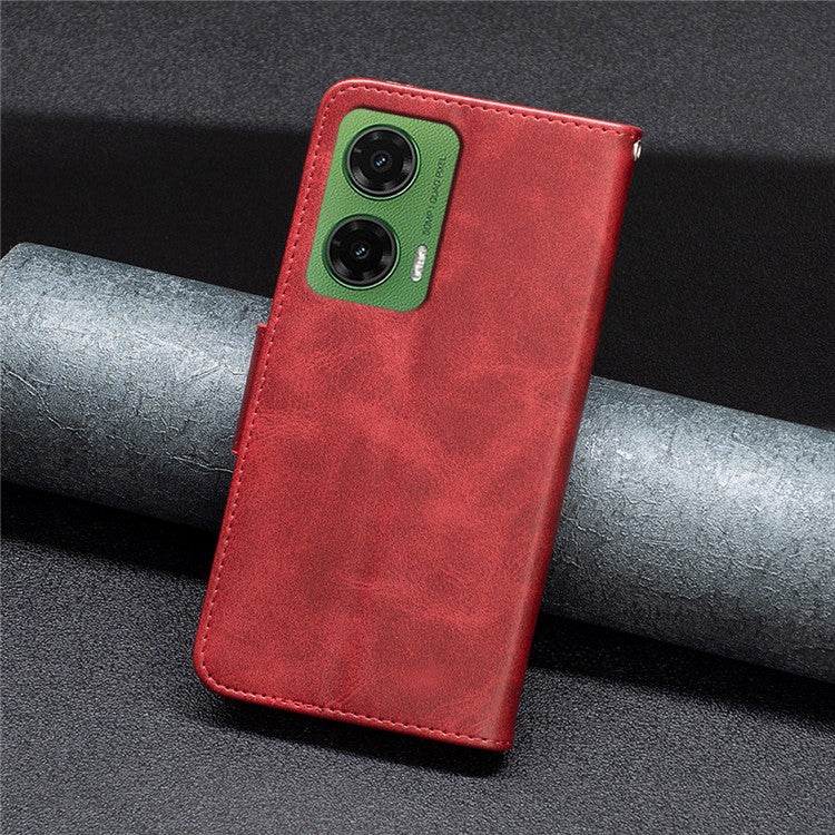 For Motorola Moto G35 5G Case Shockproof PU Leather Cover with Wallet Card Slots - Red
