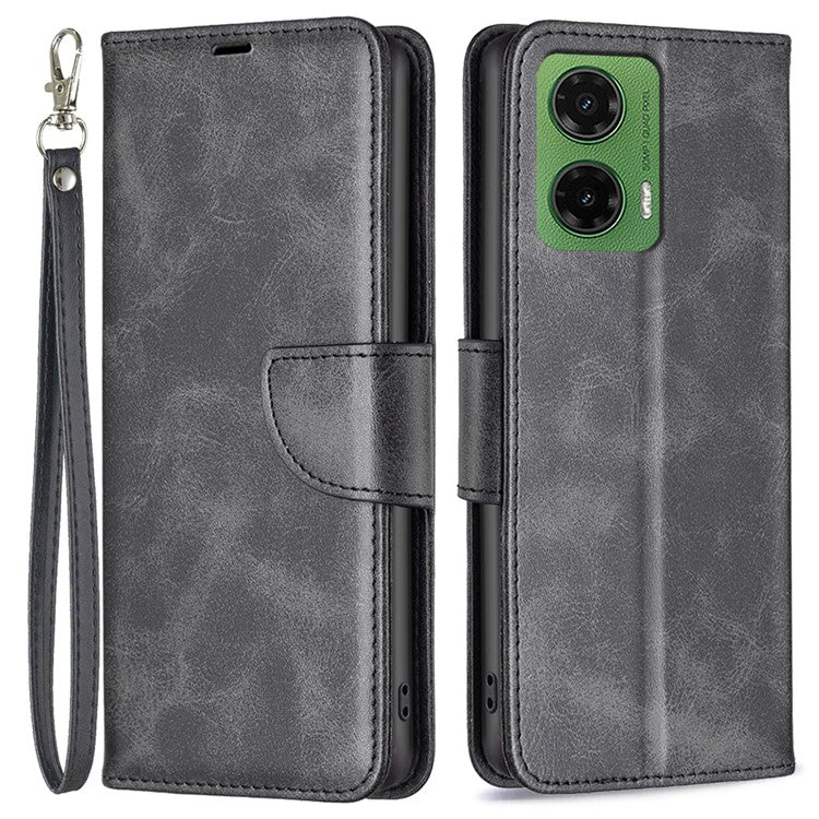 For Motorola Moto G35 5G Case Shockproof PU Leather Cover with Wallet Card Slots - Black