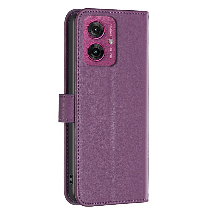 BINFEN COLOR BF17 For Motorola Moto G55 5G Case Wallet Folio Flip Leather Cover - Dark Purple