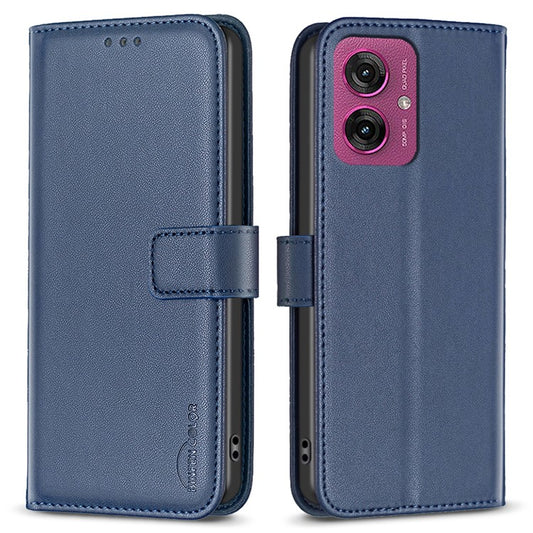 BINFEN COLOR BF17 For Motorola Moto G55 5G Case Wallet Folio Flip Leather Cover - Blue
