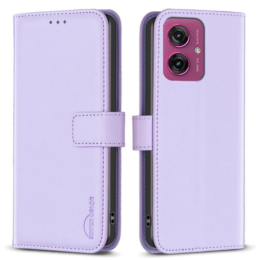 BINFEN COLOR BF17 For Motorola Moto G55 5G Case Wallet Folio Flip Leather Cover - Purple