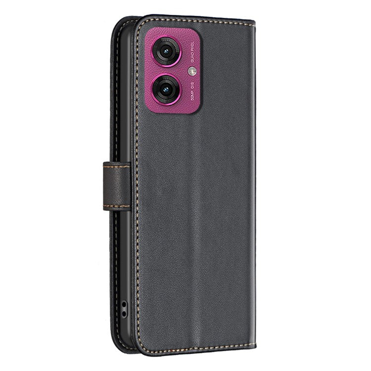 BINFEN COLOR BF17 For Motorola Moto G55 5G Case Wallet Folio Flip Leather Cover - Black