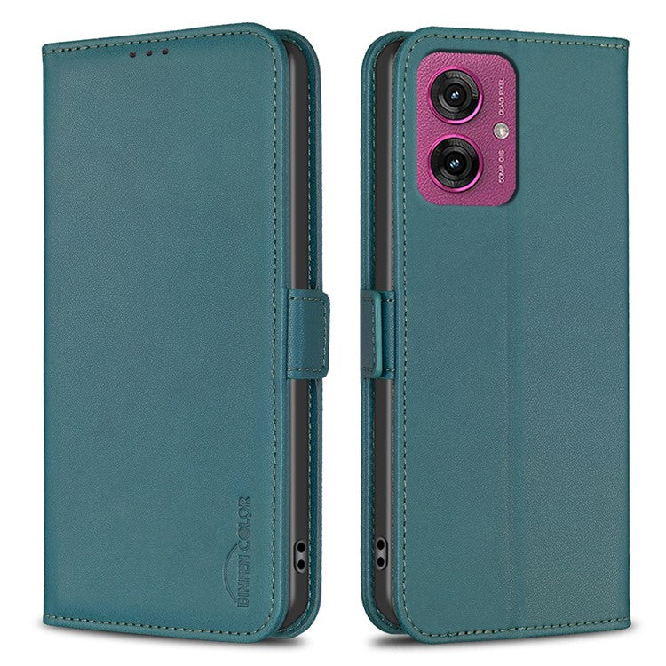 BINFEN COLOR BF31 For Motorola Moto G55 5G Case PU Leather Flip Folio Phone Wallet Cover - Green