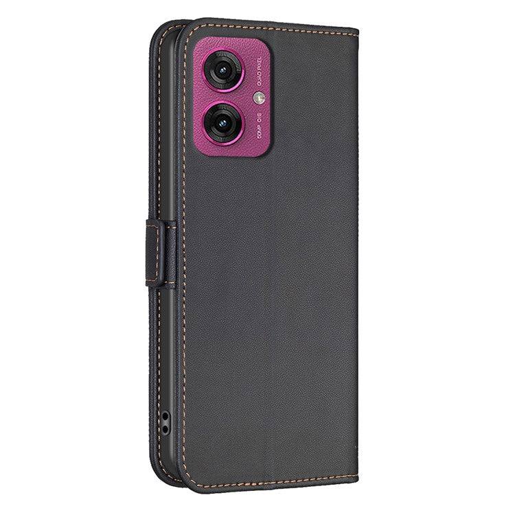 BINFEN COLOR BF31 For Motorola Moto G55 5G Case PU Leather Flip Folio Phone Wallet Cover - Black