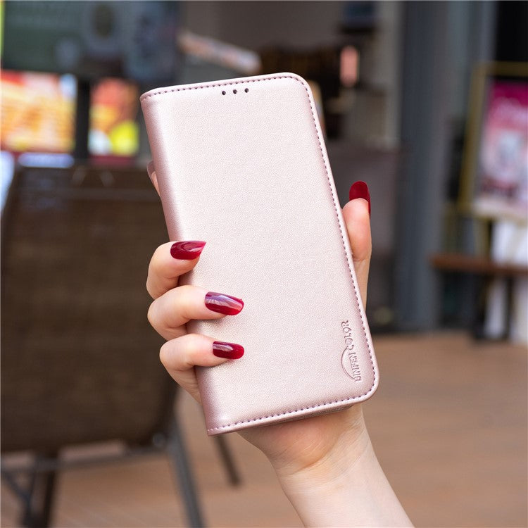 BINFEN COLOR BF31 For Motorola Moto G55 5G Case PU Leather Flip Folio Phone Wallet Cover - Pink