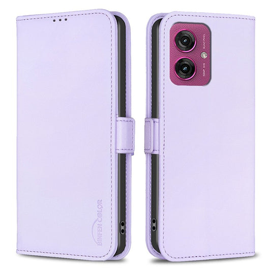 BINFEN COLOR BF31 For Motorola Moto G55 5G Case PU Leather Flip Folio Phone Wallet Cover - Purple