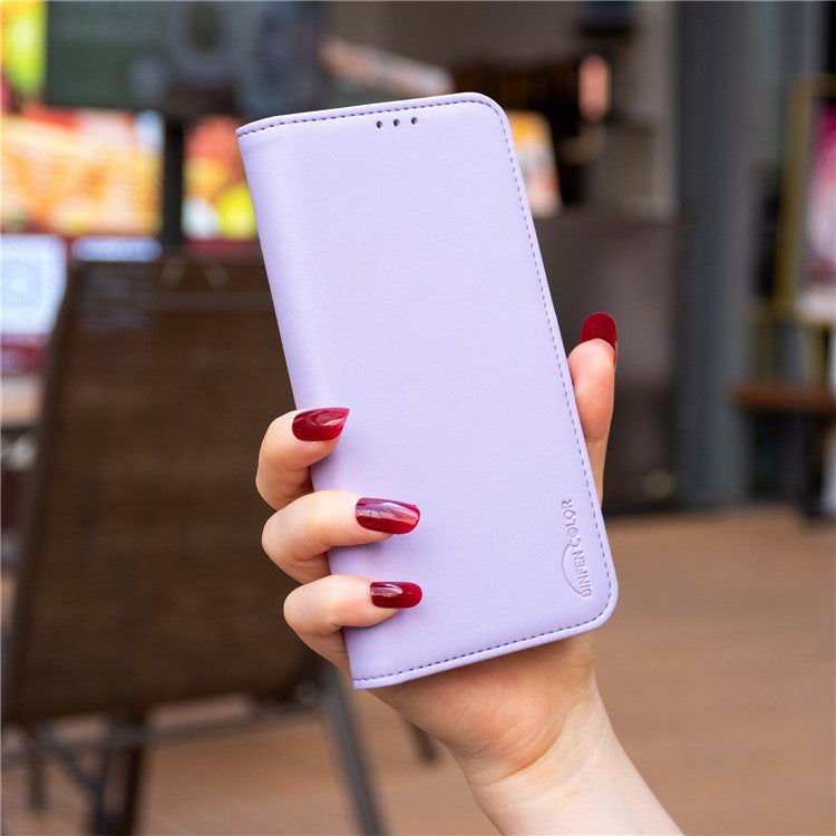 BINFEN COLOR BF31 For Motorola Moto G55 5G Case PU Leather Flip Folio Phone Wallet Cover - Purple