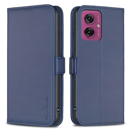 BINFEN COLOR BF31 For Motorola Moto G55 5G Case PU Leather Flip Folio Phone Wallet Cover - Blue