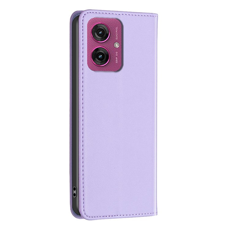 BINFEN COLOR BF18 For Motorola Moto G55 5G Leather Case Card Slots Phone Cover - Purple