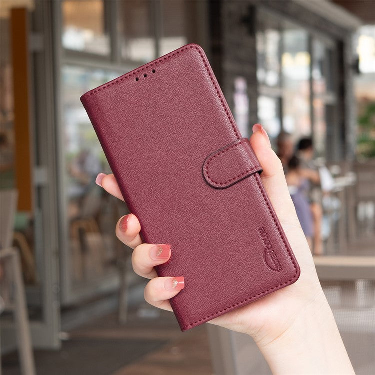 BINFEN COLOR BF32 For Motorola Moto G55 5G Leather Case Wallet RFID Blocking Phone Cover - Red