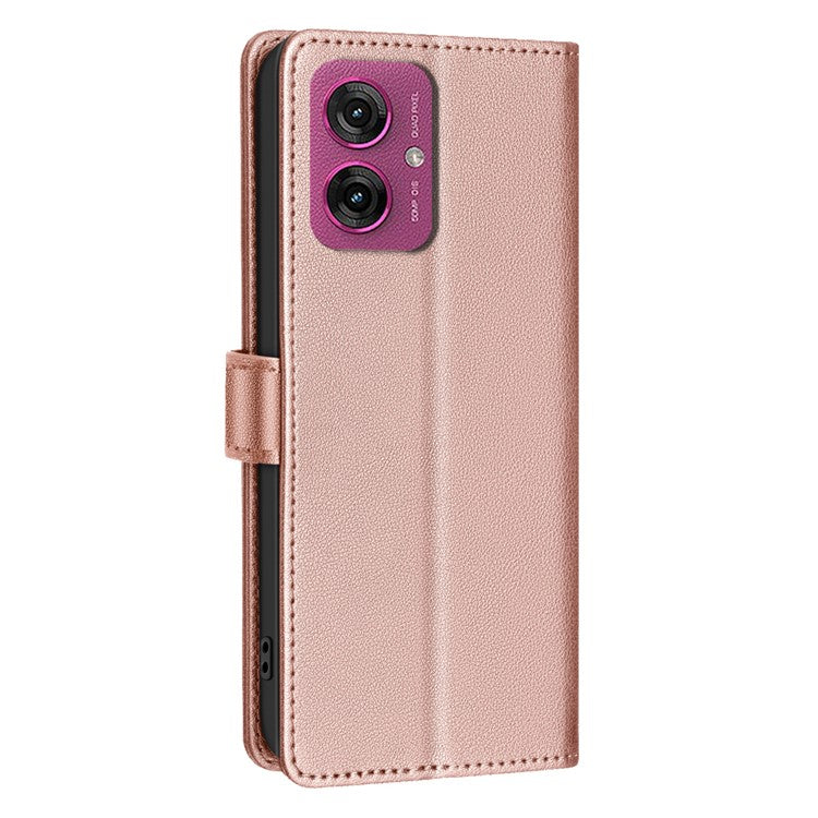 BINFEN COLOR BF32 For Motorola Moto G55 5G Leather Case Wallet RFID Blocking Phone Cover - Rose Gold