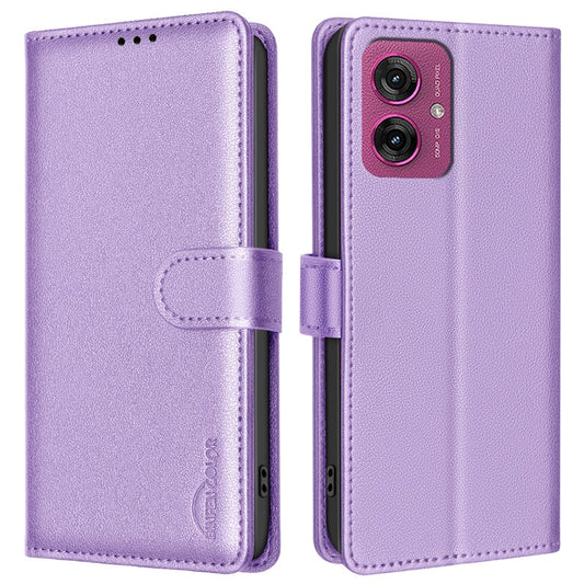 BINFEN COLOR BF32 For Motorola Moto G55 5G Leather Case Wallet RFID Blocking Phone Cover - Purple