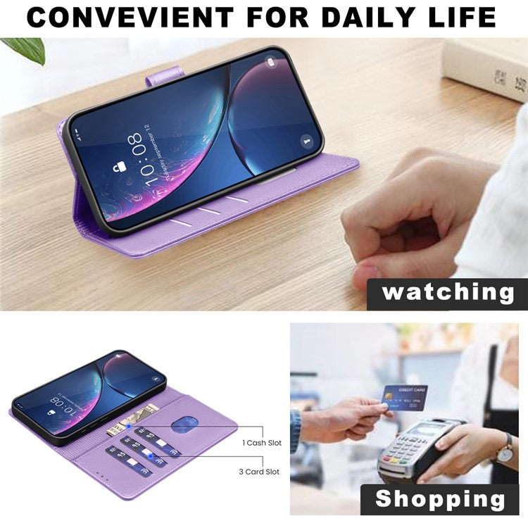 BINFEN COLOR BF32 For Motorola Moto G55 5G Leather Case Wallet RFID Blocking Phone Cover - Purple