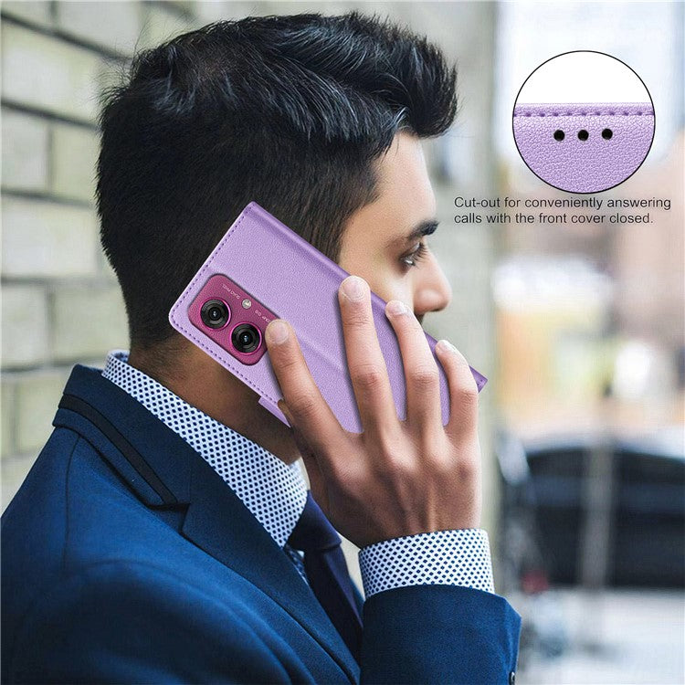 BINFEN COLOR BF32 For Motorola Moto G55 5G Leather Case Wallet RFID Blocking Phone Cover - Purple