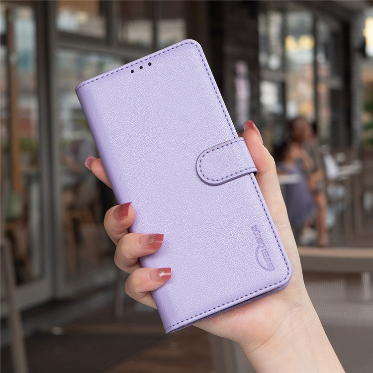BINFEN COLOR BF32 For Motorola Moto G55 5G Leather Case Wallet RFID Blocking Phone Cover - Purple