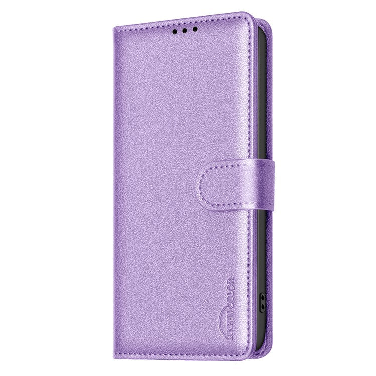 BINFEN COLOR BF32 For Motorola Moto G55 5G Leather Case Wallet RFID Blocking Phone Cover - Purple