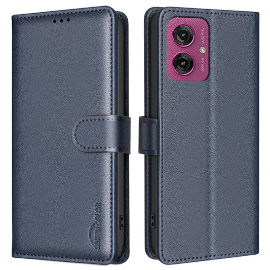 BINFEN COLOR BF32 For Motorola Moto G55 5G Leather Case Wallet RFID Blocking Phone Cover - Blue