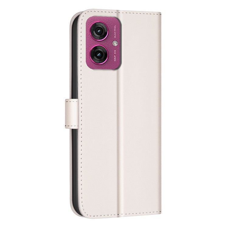 BINFEN COLOR BF34 for Motorola Moto G55 5G Leather Case Wallet Square Grid Phone Cover - Beige