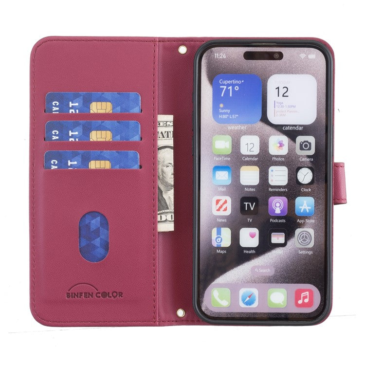 BINFEN COLOR BF34 for Motorola Moto G55 5G Leather Case Wallet Square Grid Phone Cover - Red