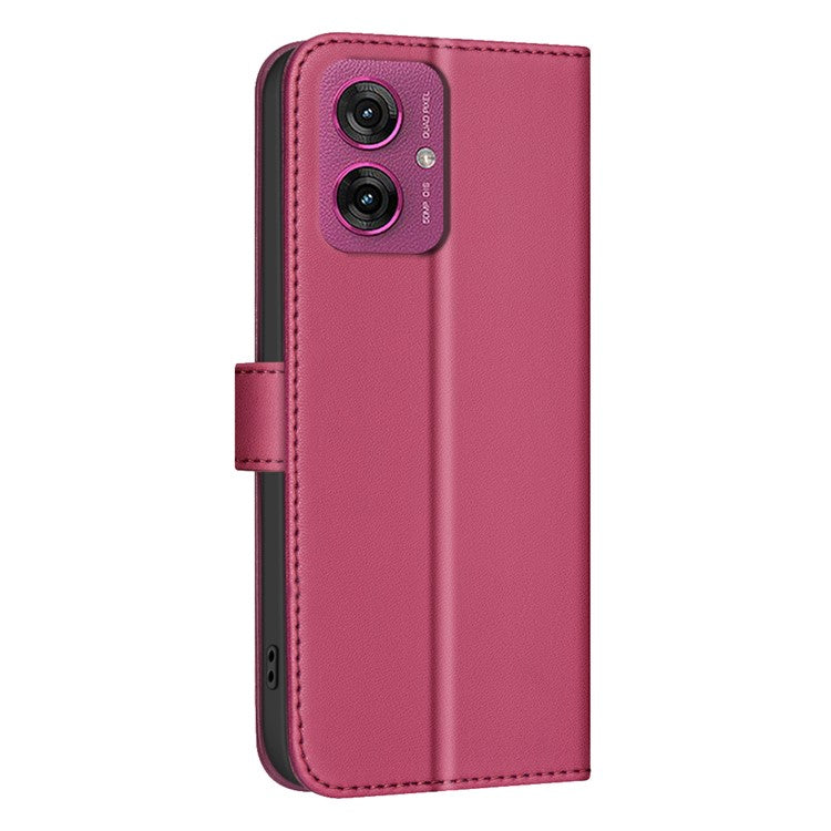 BINFEN COLOR BF34 for Motorola Moto G55 5G Leather Case Wallet Square Grid Phone Cover - Red