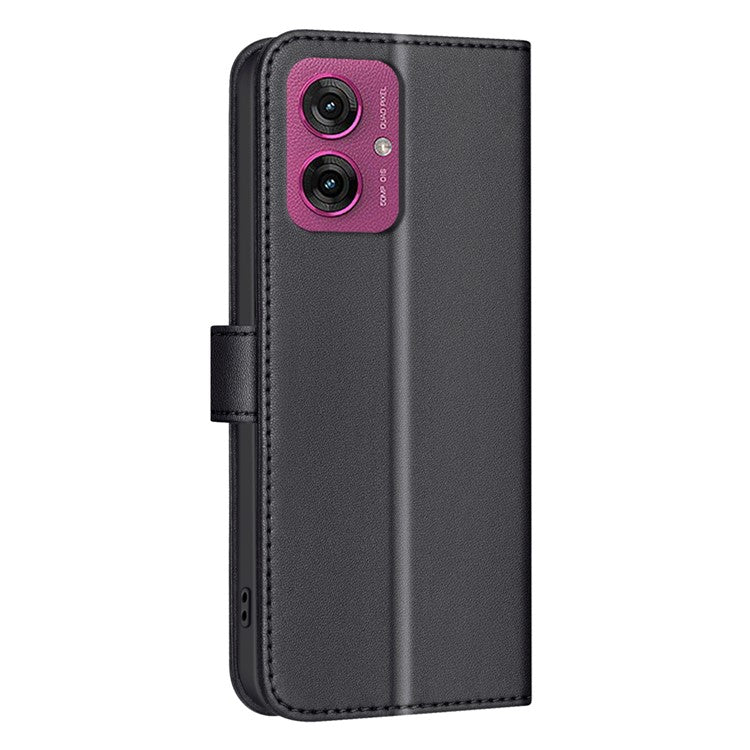 BINFEN COLOR BF34 for Motorola Moto G55 5G Leather Case Wallet Square Grid Phone Cover - Black