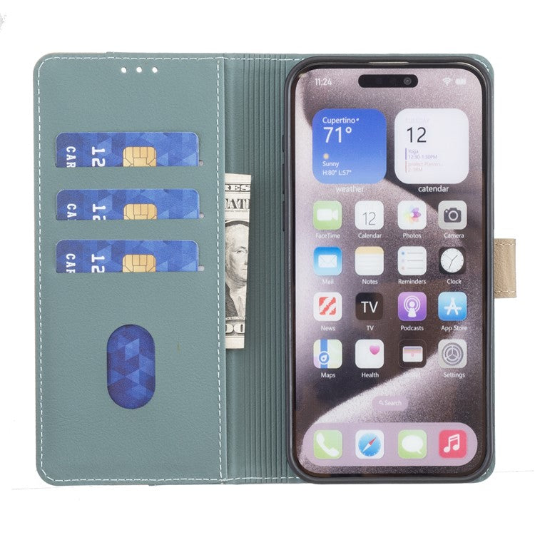 BINFEN COLOR BF33 for Motorola Moto G55 5G Leather Case Splicing Color RFID Blocking - Green