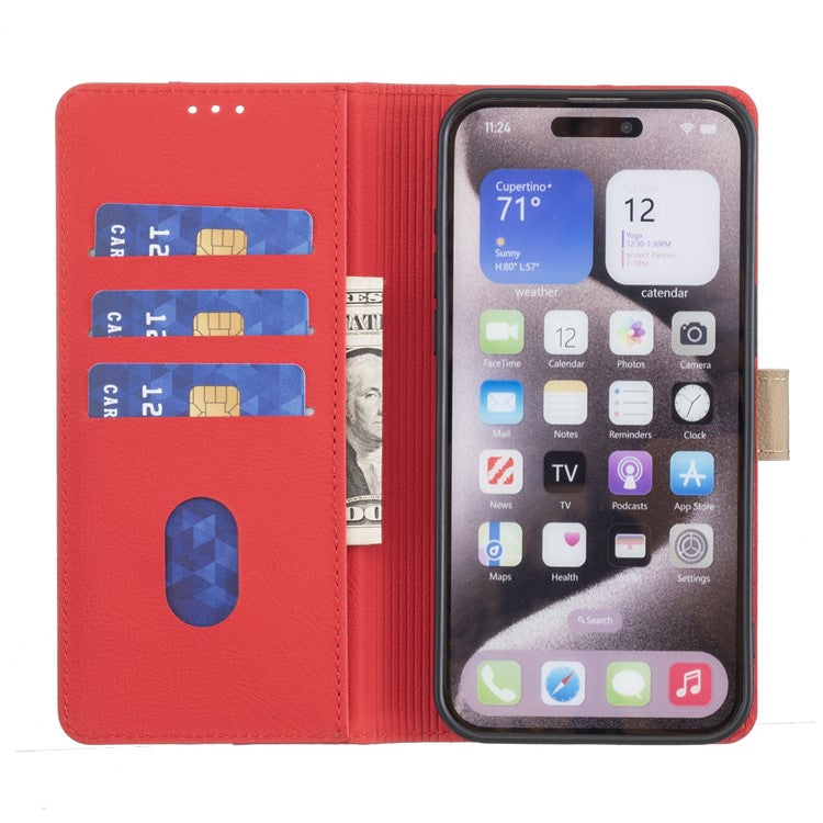 BINFEN COLOR BF33 for Motorola Moto G55 5G Leather Case Splicing Color RFID Blocking - Red