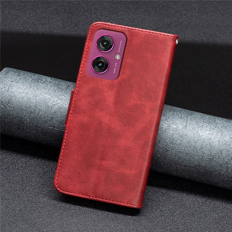 For Motorola Moto G55 5G Case Shockproof PU Leather Cover with Wallet Card Slots - Red