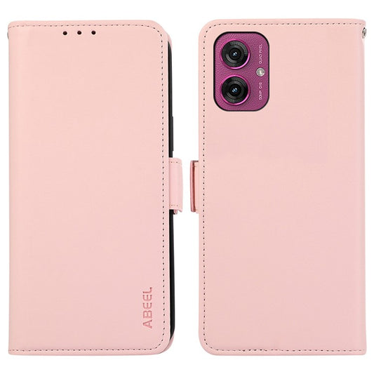 ABEEL For Motorola Moto G55 5G Case Leather Phone Cover with RFID Blocking Wallet - Pink