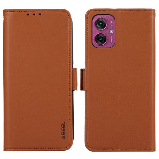 ABEEL For Motorola Moto G55 5G Case Leather Phone Cover with RFID Blocking Wallet - Brown