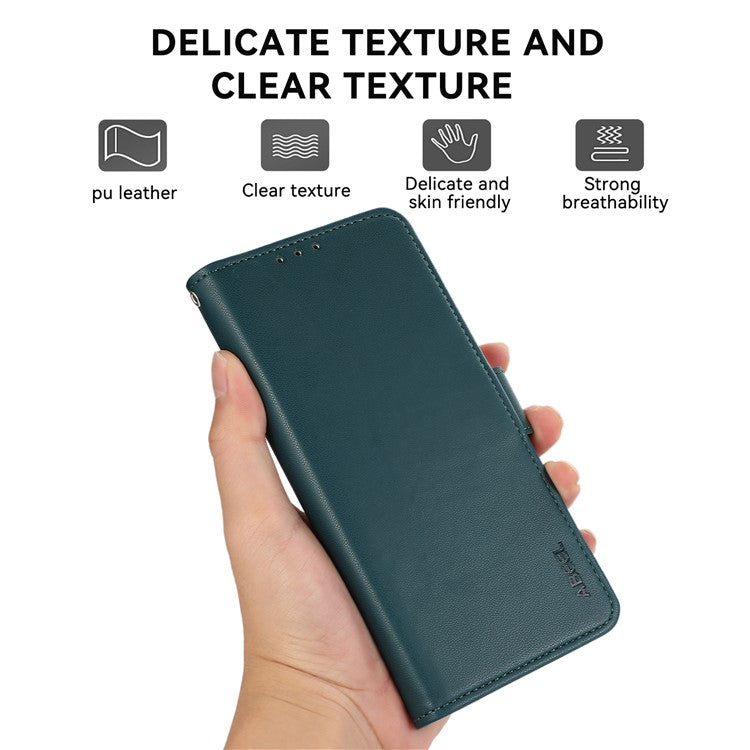 ABEEL For Motorola Moto G55 5G Case Leather Phone Cover with RFID Blocking Wallet - Green