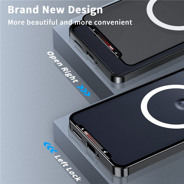 Magic Shield Magnetic Series for Motorola Edge (2024) 5G Case Metal+TPU Phone Cover with Lens Guard - Black
