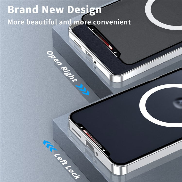 Magic Shield Magnetic Series for Motorola Edge (2024) 5G Case Metal+TPU Phone Cover with Lens Guard - Silver