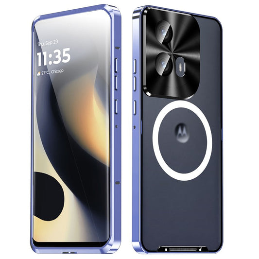 Magic Shield Magnetic Series for Motorola Edge (2024) 5G Case Metal+TPU Phone Cover with Lens Guard - Purple