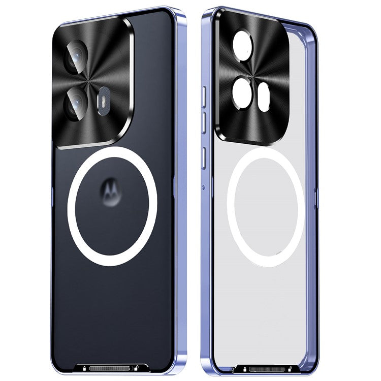 Magic Shield Magnetic Series for Motorola Edge (2024) 5G Case Metal+TPU Phone Cover with Lens Guard - Purple