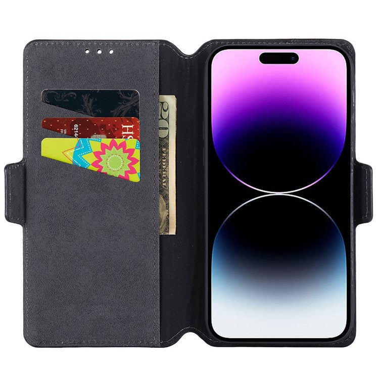 MUXMA MX115 for iPhone 14 Pro Max PU Leather Cross Texture Drop-proof Case Side Magnetic Clasp Phone Stand Wallet Cover - Grey