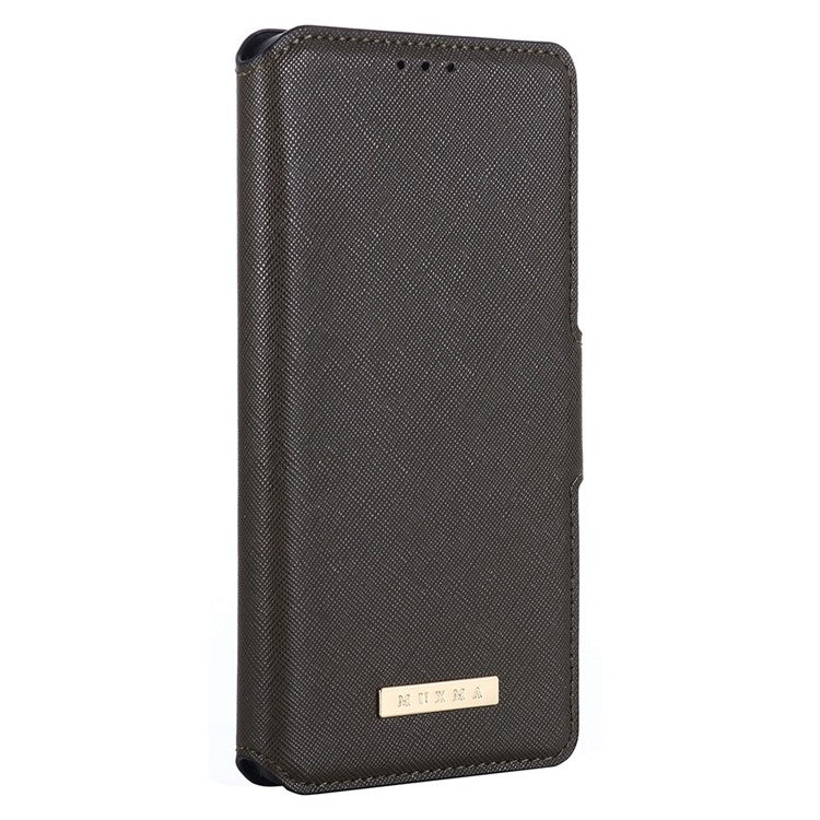 MUXMA MX115 for iPhone 14 Pro Max PU Leather Cross Texture Drop-proof Case Side Magnetic Clasp Phone Stand Wallet Cover - Grey