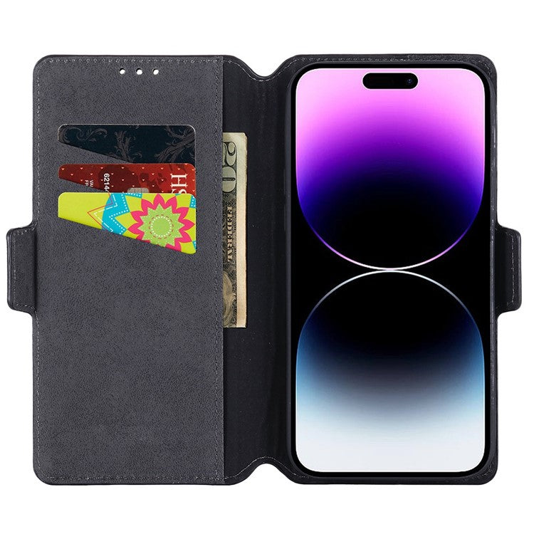 MUXMA MX115 for iPhone 14 Pro Max PU Leather Cross Texture Drop-proof Case Side Magnetic Clasp Phone Stand Wallet Cover - Gold