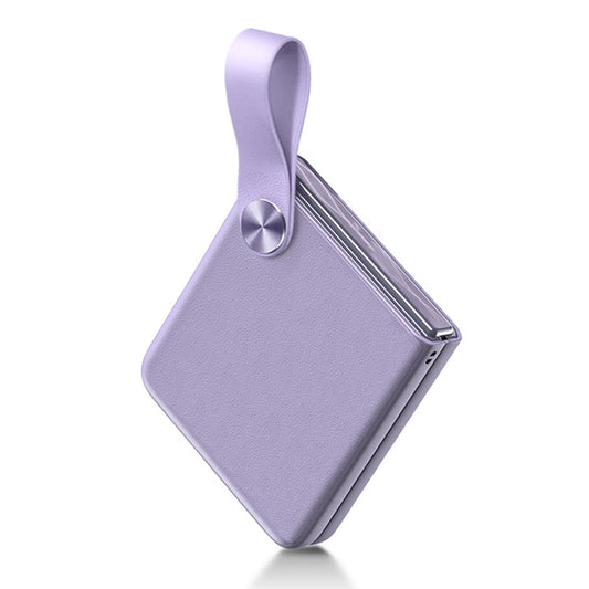 GKK For Motorola Razr 50 Ultra 5G Case Protective Hard PC Phone Cover with Leather Strap - Purple