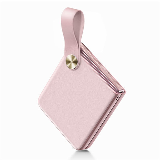 GKK For Motorola Razr 50 Ultra 5G Case Protective Hard PC Phone Cover with Leather Strap - Pink